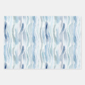 Watercolor Blue Abstrakt Striping Circles Geschenkpapier Set (Vorderseite 2)