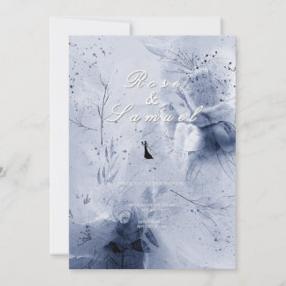 Watercolor Blue Aesthetic Chic Wedding Invitation Einladung