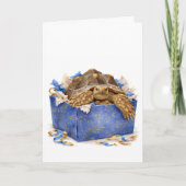 Watercolor Blue and Gold Birthday Gift Turtle Karte (Vorderseite)