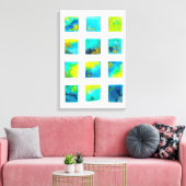 watercolor blue and green squares leinwanddruck (Insitu (Wohnzimmer))