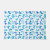 Watercolor Blue and Turquoise Butterflies 2. Fußmatte (Vorderseite)