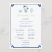 Watercolor Blue and White Ginger Jar Wedding Programm (Rückseite)
