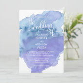 Watercolor Blue Aquamarin Beach Hochzeitseinladung Einladung (Stehend Vorderseite)
