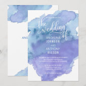 Watercolor Blue Aquamarin Beach Hochzeitseinladung Einladung (Vorne/Hinten)