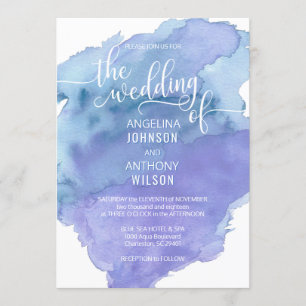Watercolor Blue Aquamarin Beach Hochzeitseinladung Einladung