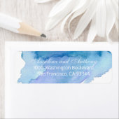 Watercolor Blue Aquamarin Beach Wedding Rücksendea (Insitu)