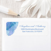 Watercolor Blue Aquamarin Beach Wedding Rücksendea (Insitu)