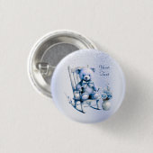 Watercolor Blue Baby Bear Button (Vorne & Hinten)