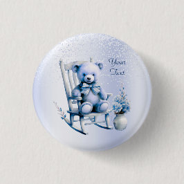 Watercolor Blue Baby Bear Button