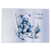 Watercolor Blue Baby Bear Geschenktasche Große Geschenktüte (Rückseite)