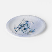 Watercolor Blue Baby Bear Paper Plate Pappteller (Schrägansicht)