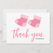 Watercolor Blue Baby Girl Hinterns Babydusche Dankeskarte (Vorderseite)