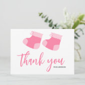 Watercolor Blue Baby Girl Hinterns Babydusche Dankeskarte (Stehend Vorderseite)