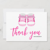 Watercolor Blue Baby Girl Hinterns Babydusche Dankeskarte (Vorderseite)