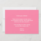 Watercolor Blue Baby Girl Hinterns Babydusche Dankeskarte (Rückseite)