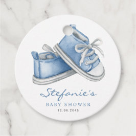 Watercolor Blue Baby Hinterns Babydusche Geschenkanhänger