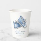Watercolor Blue Baby Hinterns Babydusche Pappbecher (Vorderseite)