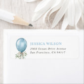 Watercolor Blue Balloon Bow Greenery (Insitu)
