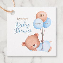Watercolor Blue Balloon Teddy Bear Baby Dusche Geschenkanhänger