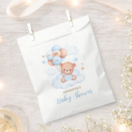 Watercolor Blue Balloon Teddy Bear Baby Dusche Geschenktütchen