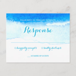Watercolor Blue Beach Wedding UAWG RSVP Karte