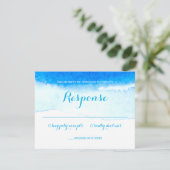 Watercolor Blue Beach Wedding UAWG RSVP Karte (Stehend Vorderseite)