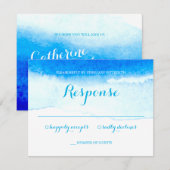 Watercolor Blue Beach Wedding UAWG RSVP Karte (Vorne/Hinten)