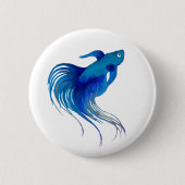 Watercolor Blue Betta Fish Button (Vorderseite)