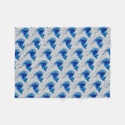 Watercolor Blue Betta Fish Fleecedecke (Vorderseite (Horizontal))