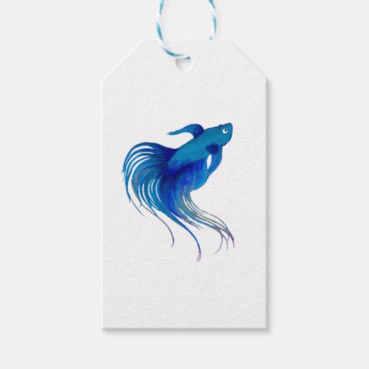 Watercolor Blue Betta Fish Geschenkanhänger (Vorderseite)