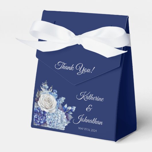 Watercolor Blue Blume Bouquet-Wedding Vielen Dank Geschenkschachtel (Vorderseite)