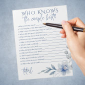 Watercolor Blue Blume Couple Best Bridal Game Notizblock