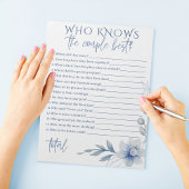 Watercolor Blue Blume Couple Best Bridal Game Notizblock