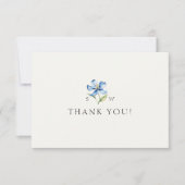 Watercolor Blue Blume Wedding Danke Card (Vorderseite)