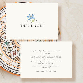 Watercolor Blue Blume Wedding Danke Card
