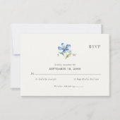 Watercolor Blue Blume Wedding RSVP Karte (Vorderseite)