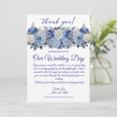 Watercolor Blue Blume-Wedding Vielen Dank Einladung (Stehend Vorderseite)