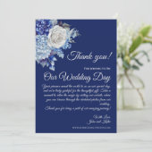 Watercolor Blue Blume-Wedding Vielen Dank Einladung (Stehend Vorderseite)