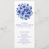 Watercolor Blue Bouquet Wedding Order of Ceremony Programm (Vorderseite)
