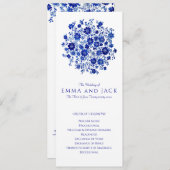 Watercolor Blue Bouquet Wedding Order of Ceremony Programm (Vorne/Hinten)
