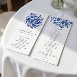Watercolor Blue Bouquet Wedding Order of Ceremony Programm