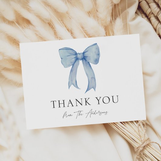 Watercolor Blue Bow Baby Boy Dusche Vielen Dank Dankeskarte