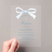 Watercolor Blue Bow Baptism Acryleinladungen (Insitu (Handheld))