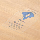 watercolor blue bow Baptism Acryleinladungen (Ablage )