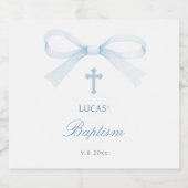 Watercolor Blue Bow Baptism Alkoholflaschenetikett (Einzelnes Label)