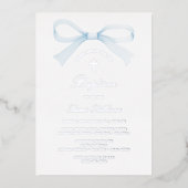 Watercolor Blue Bow Baptism Folieneinladung (Vorderseite)