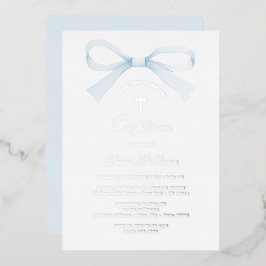 Watercolor Blue Bow Baptism Folieneinladung