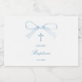 Watercolor Blue Bow Baptism Schaumweinetikett (Einzelnes Label)