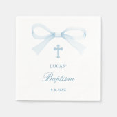 Watercolor Blue Bow Baptism Serviette (Vorderseite)