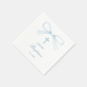Watercolor Blue Bow Baptism Serviette (Ecke)